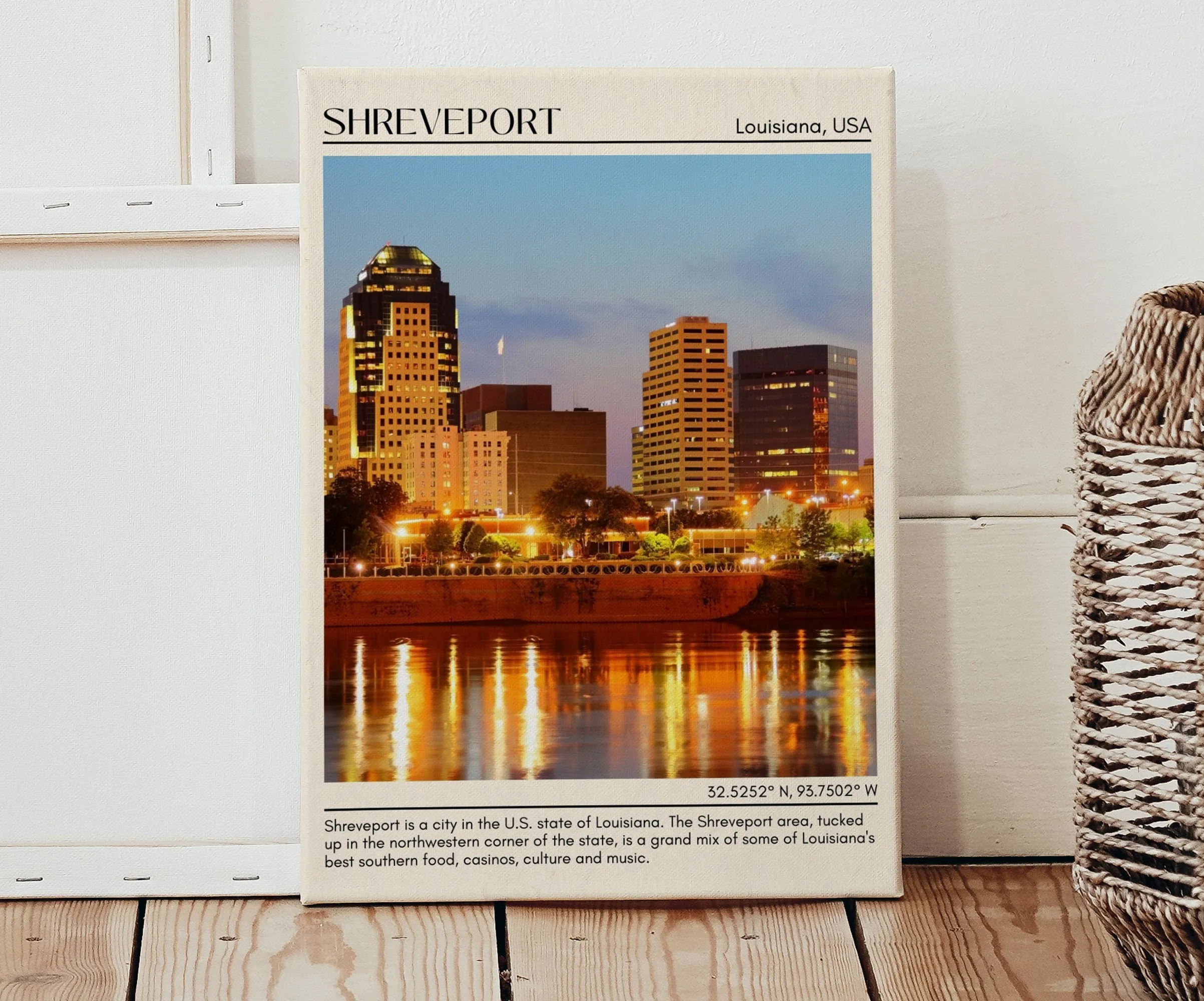 Shreveport Minimal Wall Art, Louisiana, USA