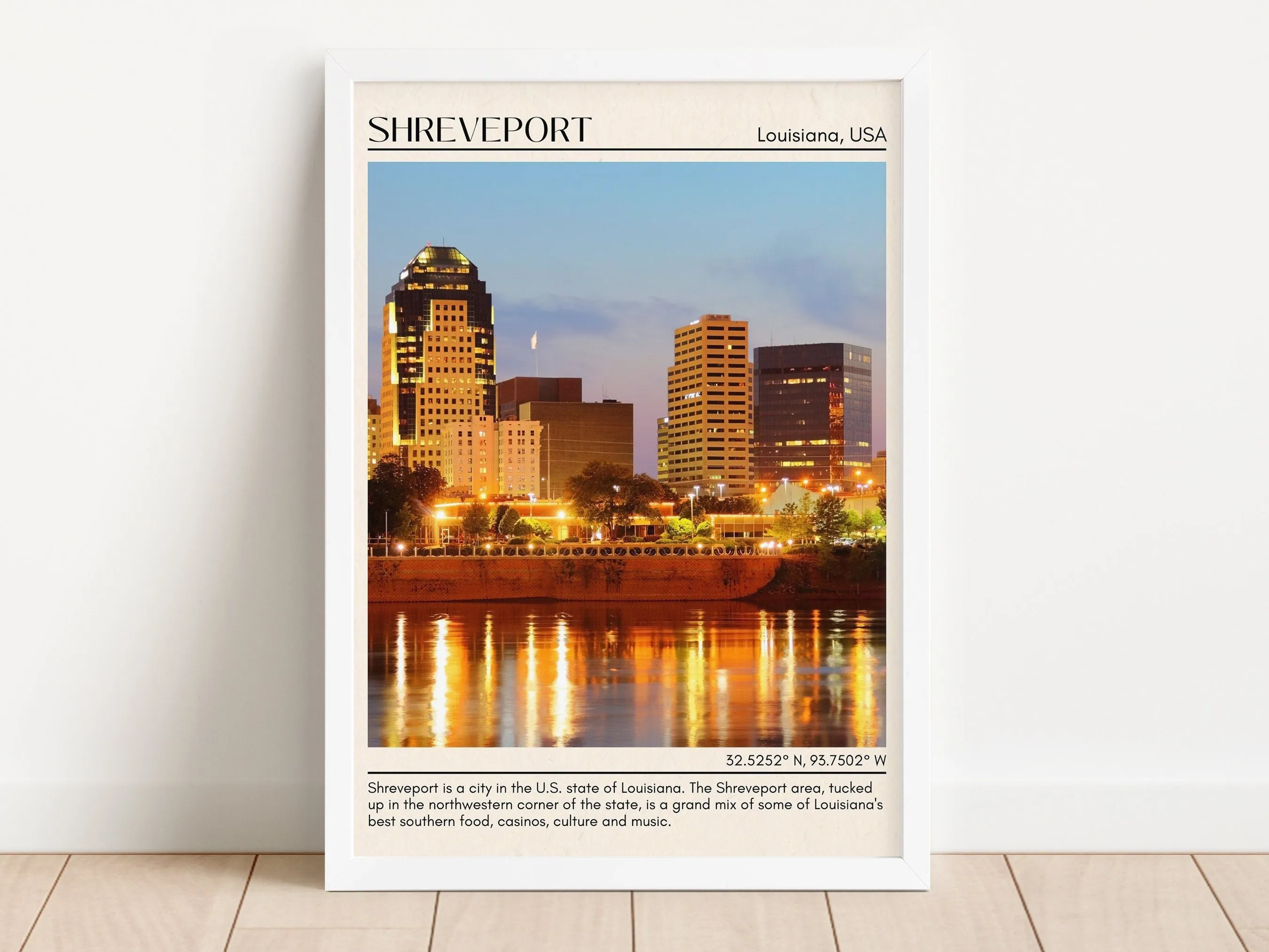 Shreveport Minimal Wall Art, Louisiana, USA