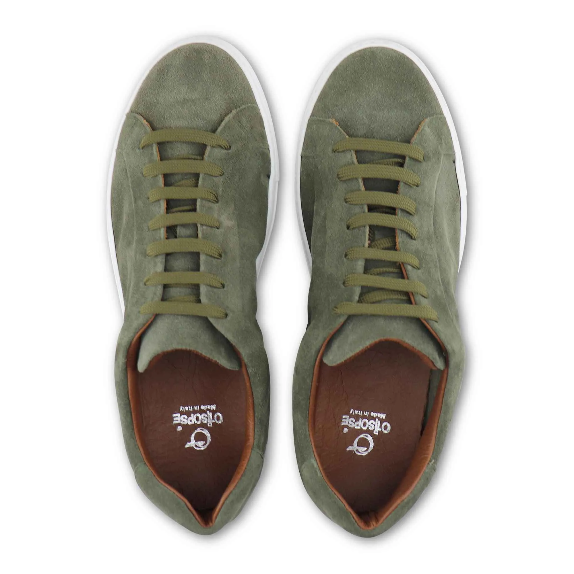 Sneakers verde in camoscio