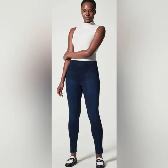 Spanx Womens Blue Jeanish Ankle Leggings Jeggings - Size 1X