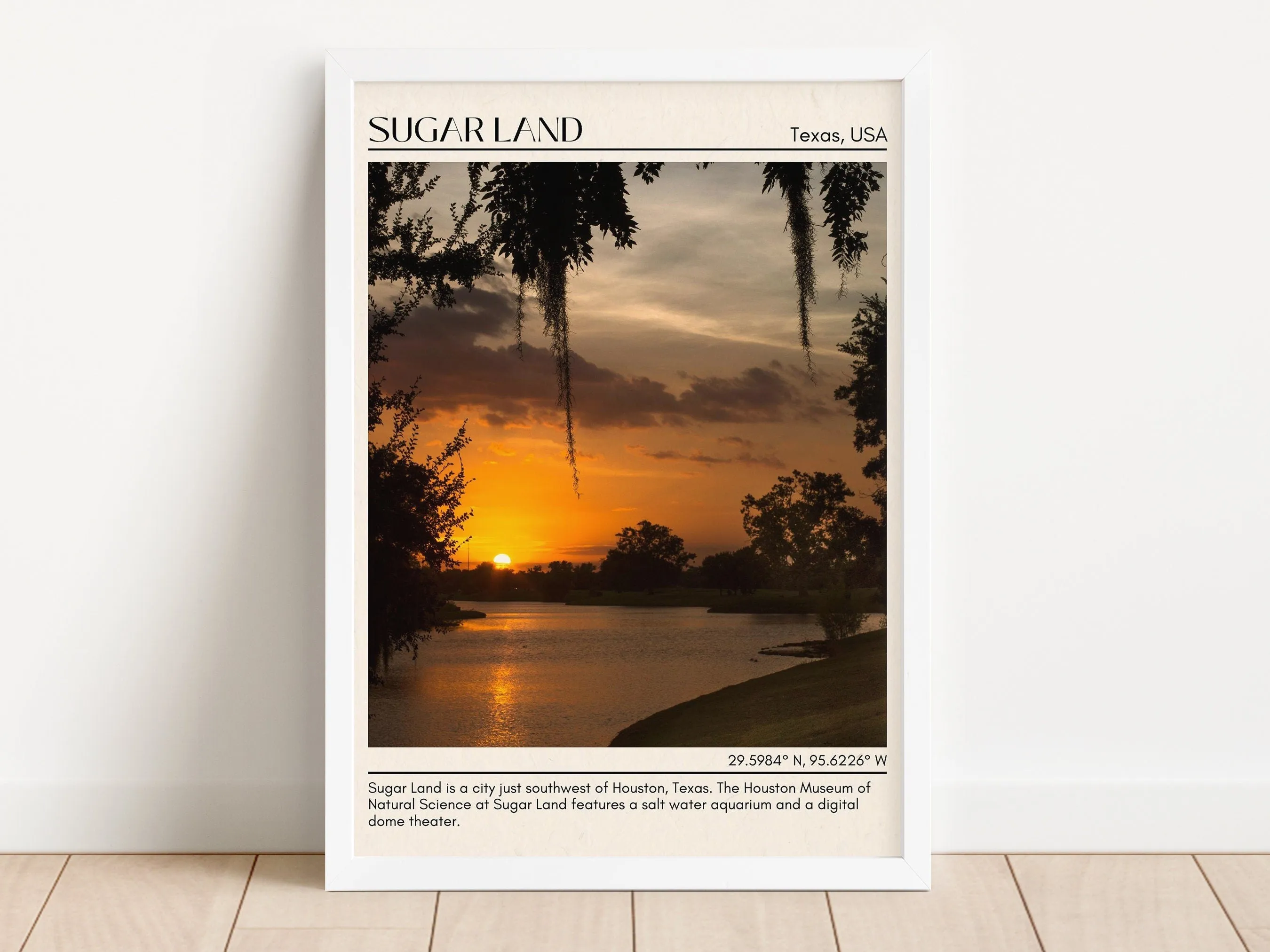 Sugar Land Minimal Wall Art, Texas, USA