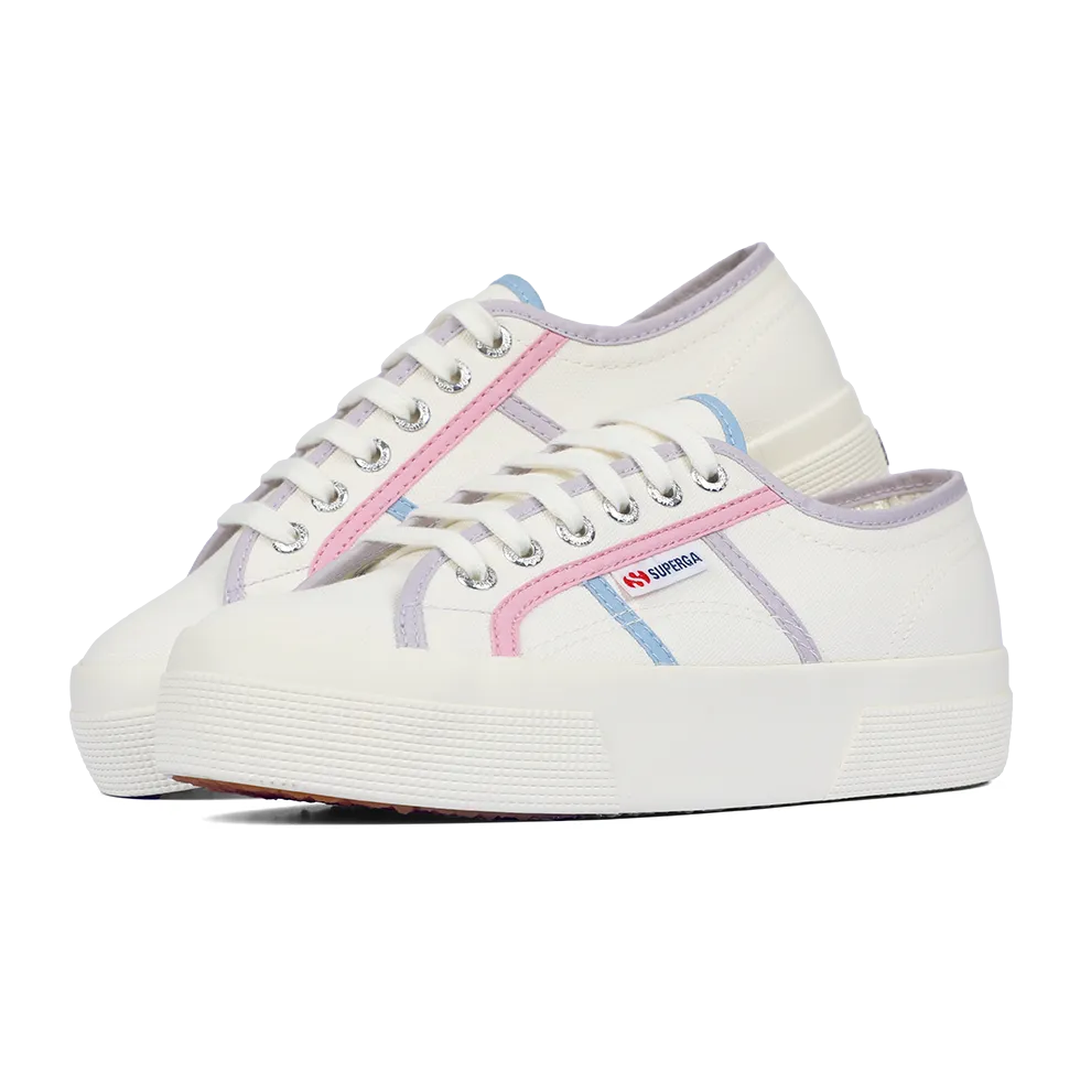 Superga 2740 Colourblocking White Avorio Pink Blue Light