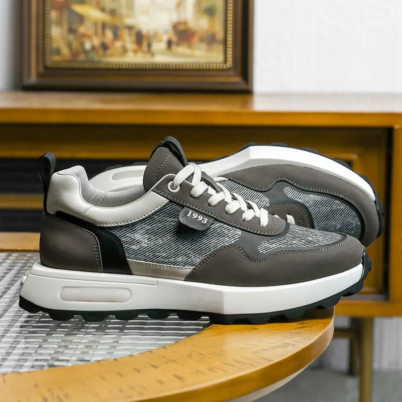 TNV Casual leather Shoes Thick Bottom Sneakers Laces Up for School Summer Breathable High Quality DS2337
