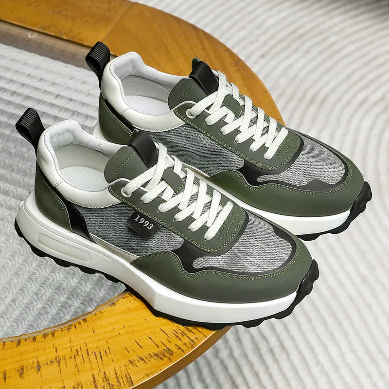 TNV Casual leather Shoes Thick Bottom Sneakers Laces Up for School Summer Breathable High Quality DS2337