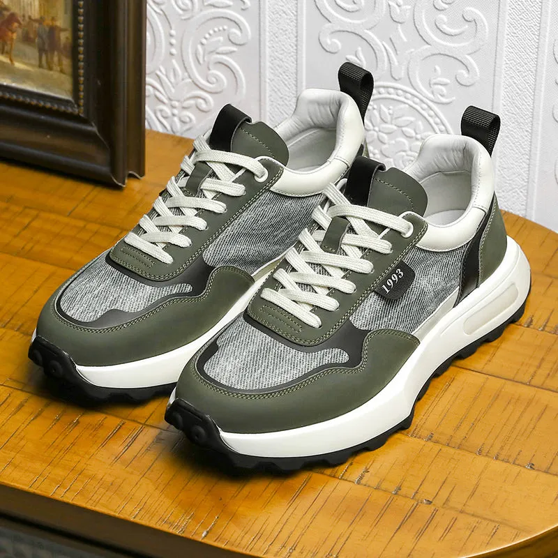 TNV Casual leather Shoes Thick Bottom Sneakers Laces Up for School Summer Breathable High Quality DS2337