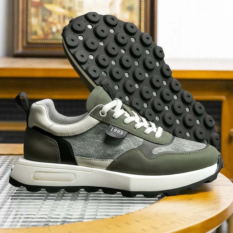 TNV Casual leather Shoes Thick Bottom Sneakers Laces Up for School Summer Breathable High Quality DS2337