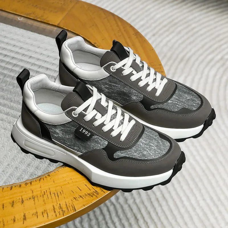 TNV Casual leather Shoes Thick Bottom Sneakers Laces Up for School Summer Breathable High Quality DS2337