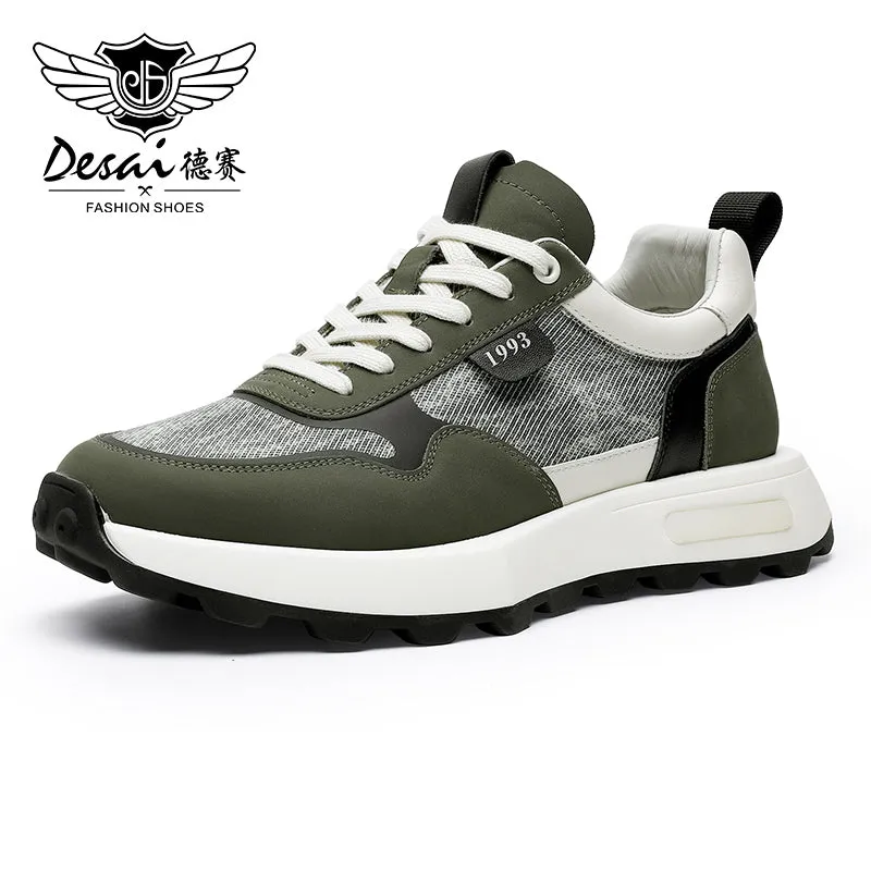 TNV Casual leather Shoes Thick Bottom Sneakers Laces Up for School Summer Breathable High Quality DS2337