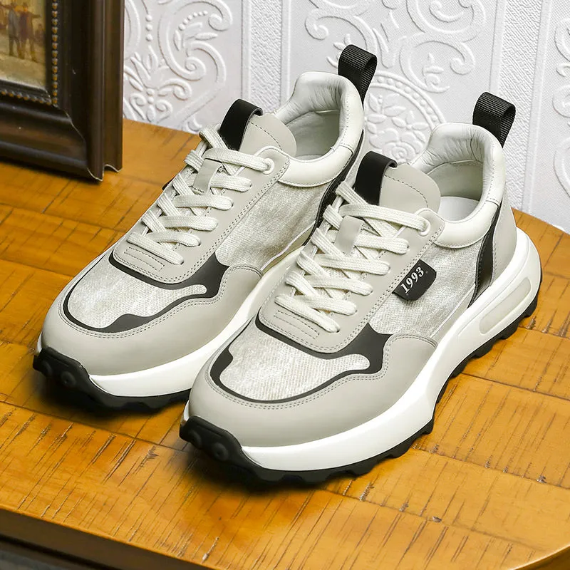 TNV Casual leather Shoes Thick Bottom Sneakers Laces Up for School Summer Breathable High Quality DS2337