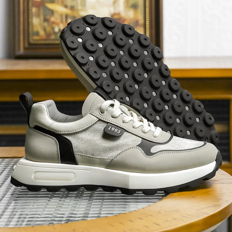 TNV Casual leather Shoes Thick Bottom Sneakers Laces Up for School Summer Breathable High Quality DS2337