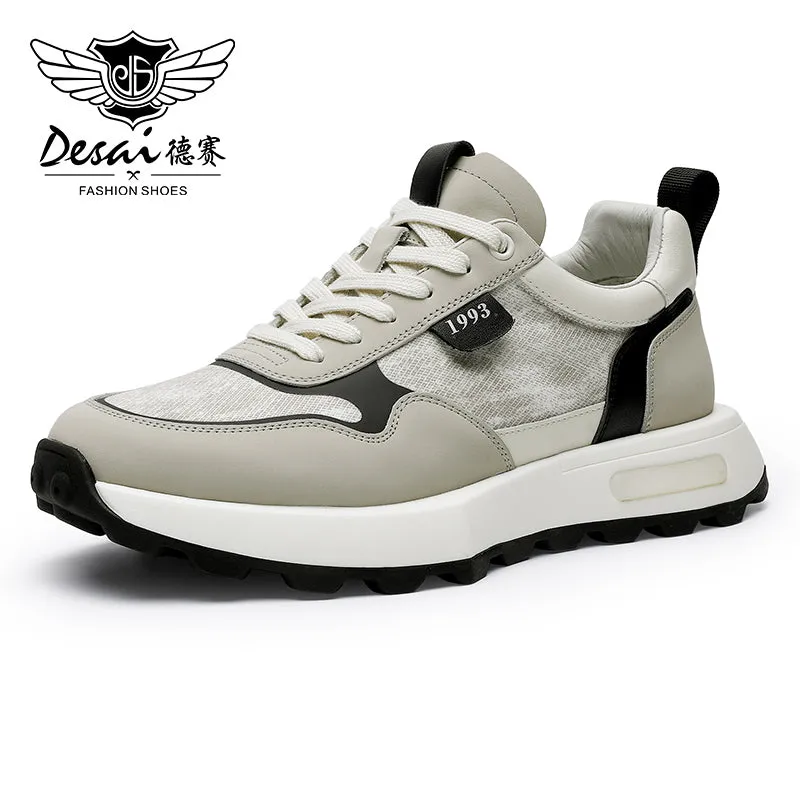 TNV Casual leather Shoes Thick Bottom Sneakers Laces Up for School Summer Breathable High Quality DS2337