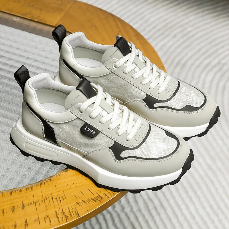 TNV Casual leather Shoes Thick Bottom Sneakers Laces Up for School Summer Breathable High Quality DS2337