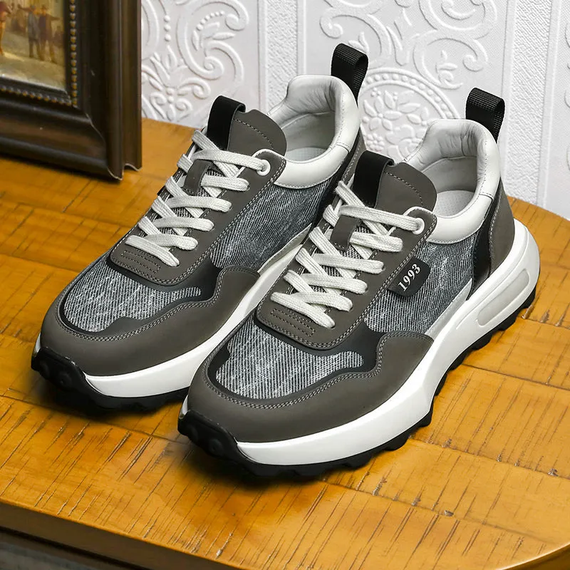 TNV Casual leather Shoes Thick Bottom Sneakers Laces Up for School Summer Breathable High Quality DS2337