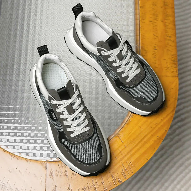 TNV Casual leather Shoes Thick Bottom Sneakers Laces Up for School Summer Breathable High Quality DS2337