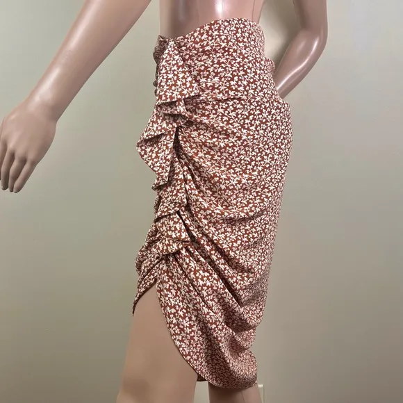 VERONICA BEARD REVOLVE FLORAL PRINT SILK SKIRT