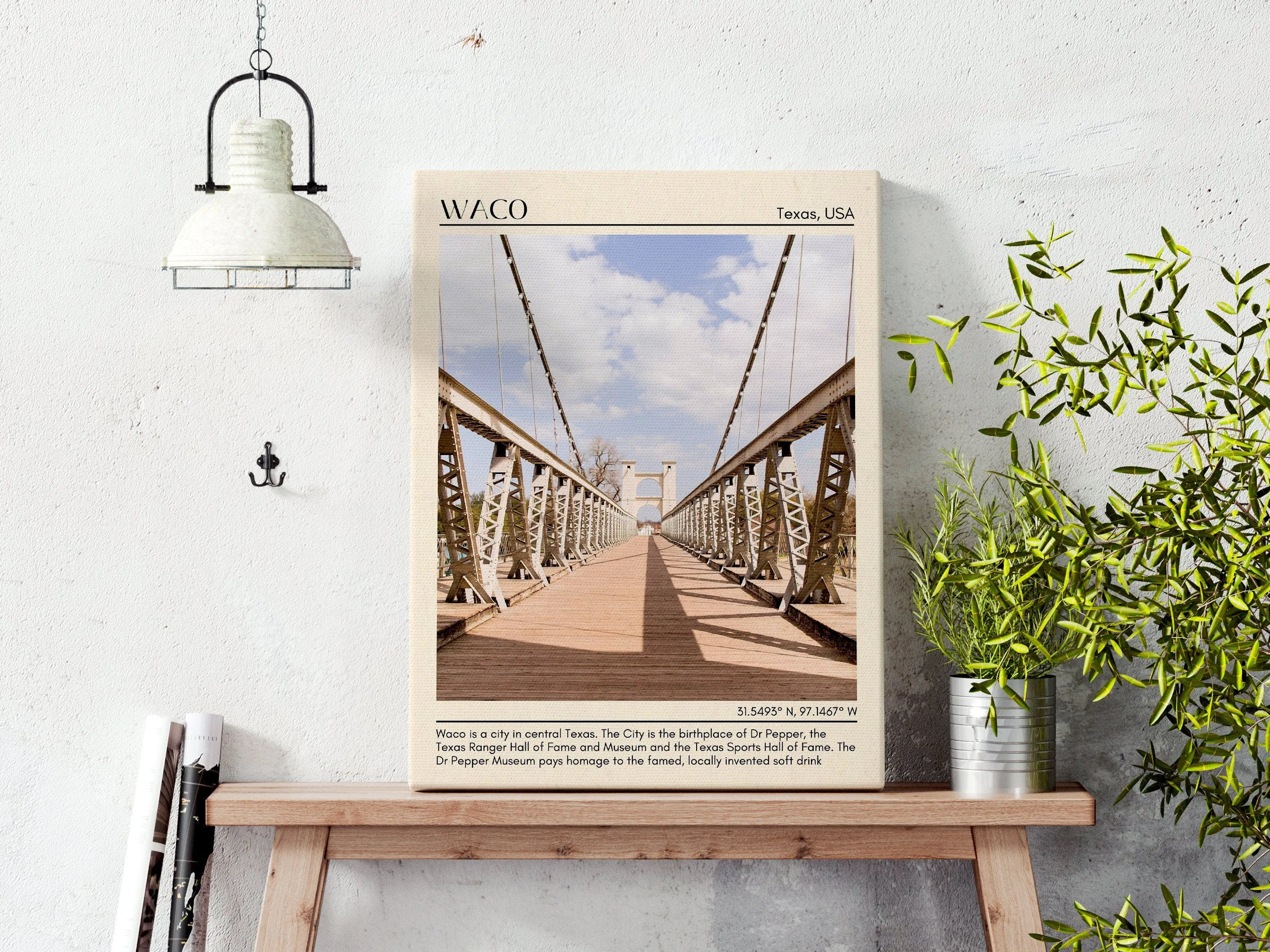 Waco Minimal Wall Art, Texas, USA