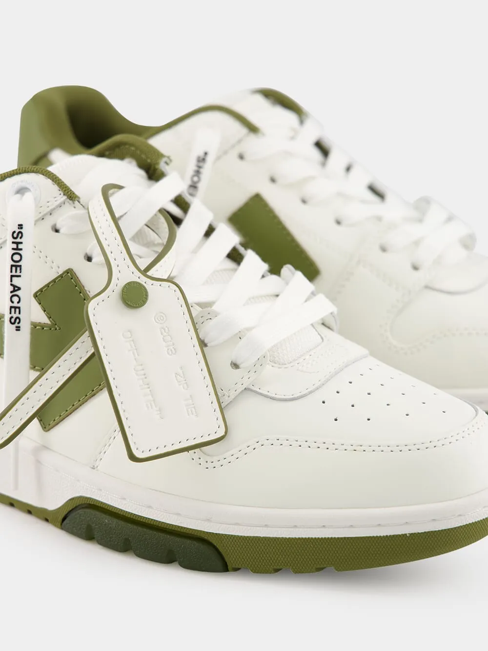 White and Olive Green Out of Office Sneakers