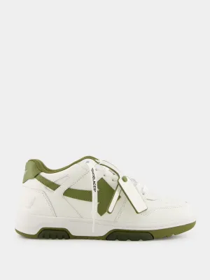 White and Olive Green Out of Office Sneakers