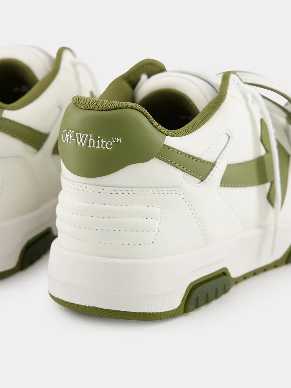 White and Olive Green Out of Office Sneakers