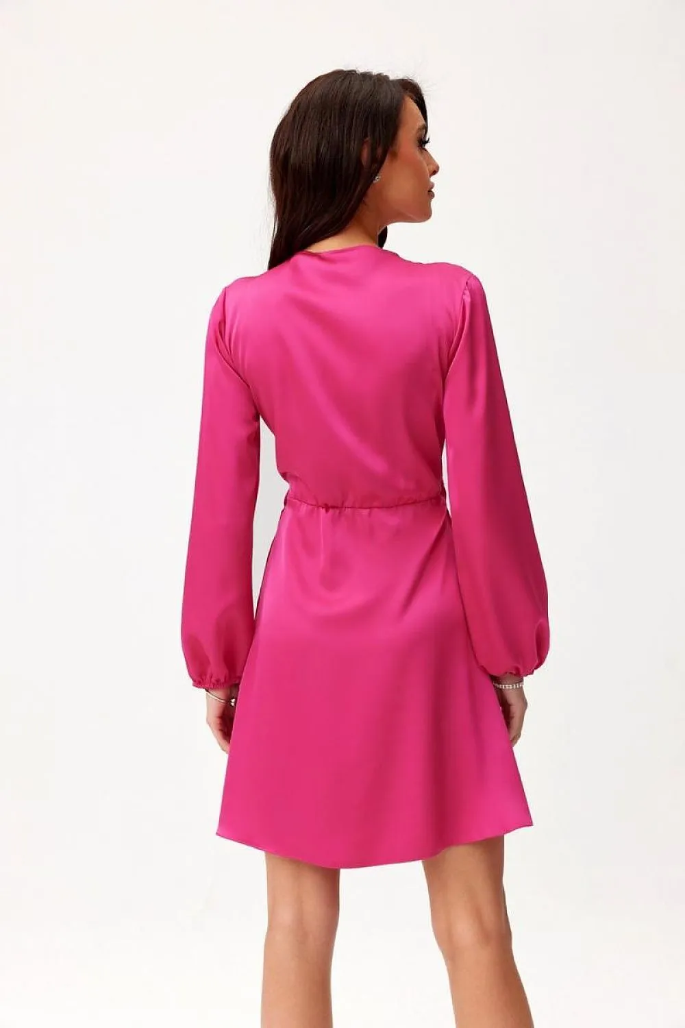 Wrap Tie Mini Dress with Puff Sleeves