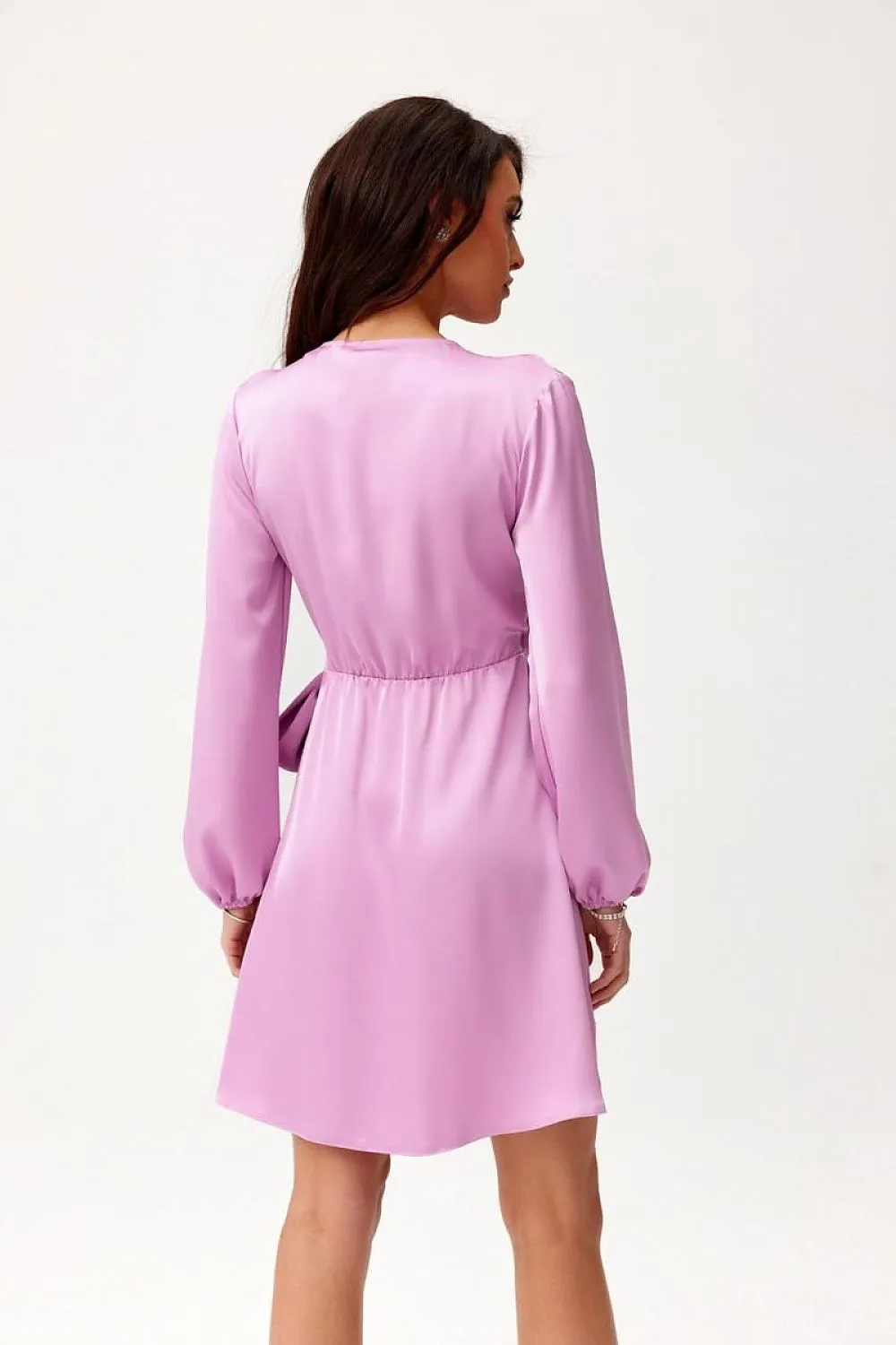 Wrap Tie Mini Dress with Puff Sleeves